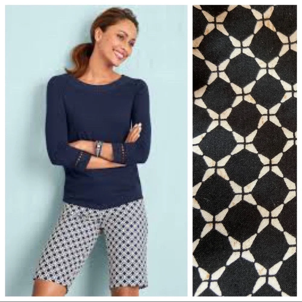 Talbots Black and White Patterned Women Shorts - Picture 1 of 8